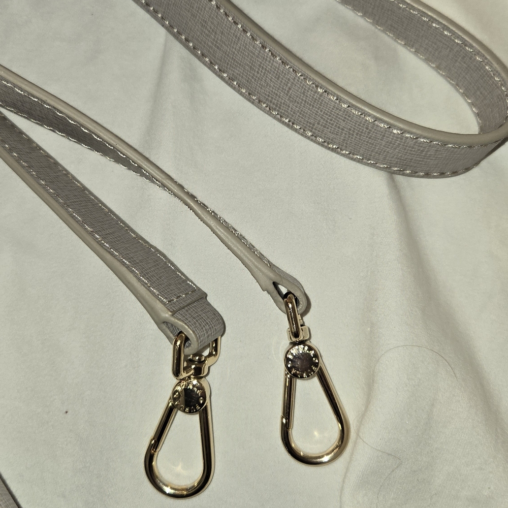 Furla Gray Saffiano Leather Satchel Crossbody Bag Gold Hardware - Picture 13 of 14